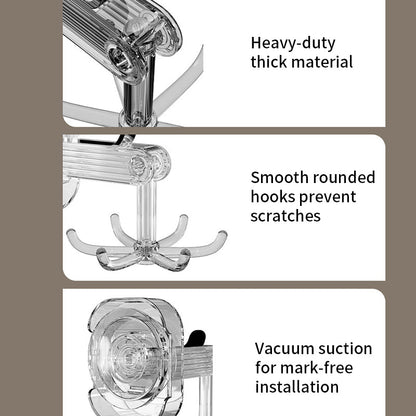 QIAWI™ 6-Hook Suction Cup Rotating Utensil Holder, Mounts on Wall or Under Cabinet