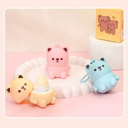 Juxek™ Fruit Flavored Lip Balm, Cute Bear Design, Strawberry, Blueberry and Honey Flavors