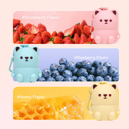 Juxek™ Fruit Flavored Lip Balm, Cute Bear Design, Strawberry, Blueberry and Honey Flavors