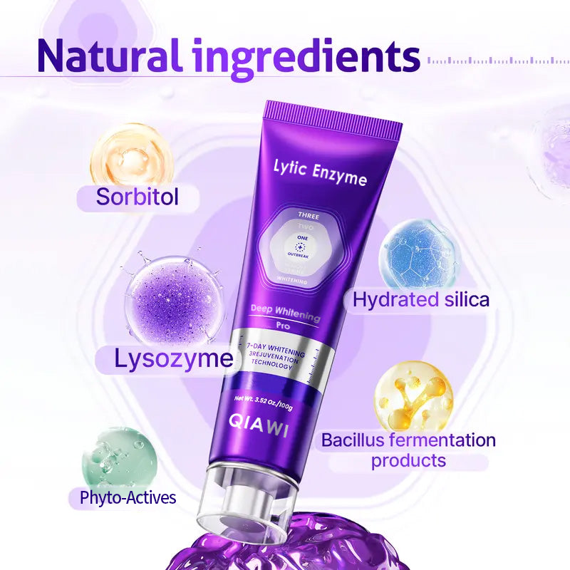 🦷 Lytic Enzy Purple Whitening Toothpaste Instant Stain Removal & Color Repair for Bright, Fresh Teeth.