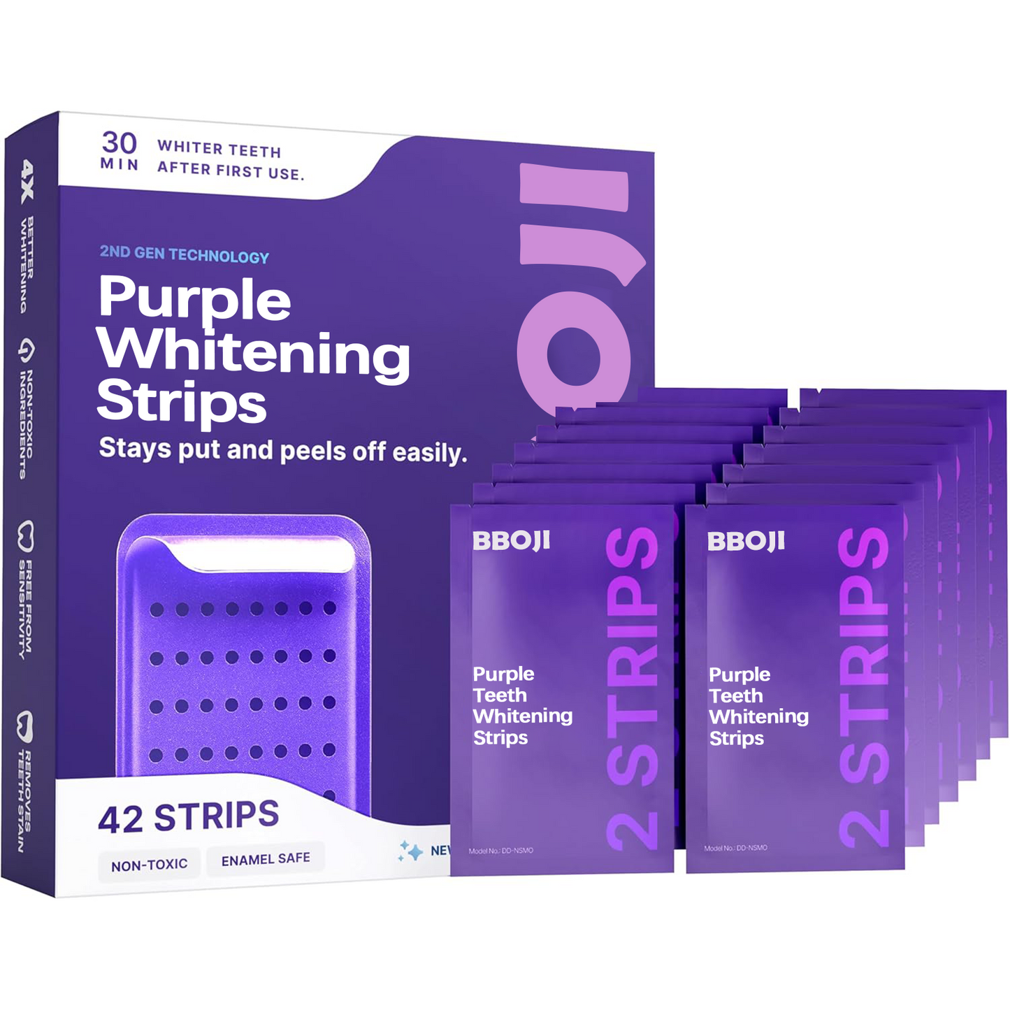 BBOJI™ Purple Teeth Whitening Strips | Fast, Gentle & Peroxide-Free Whitening