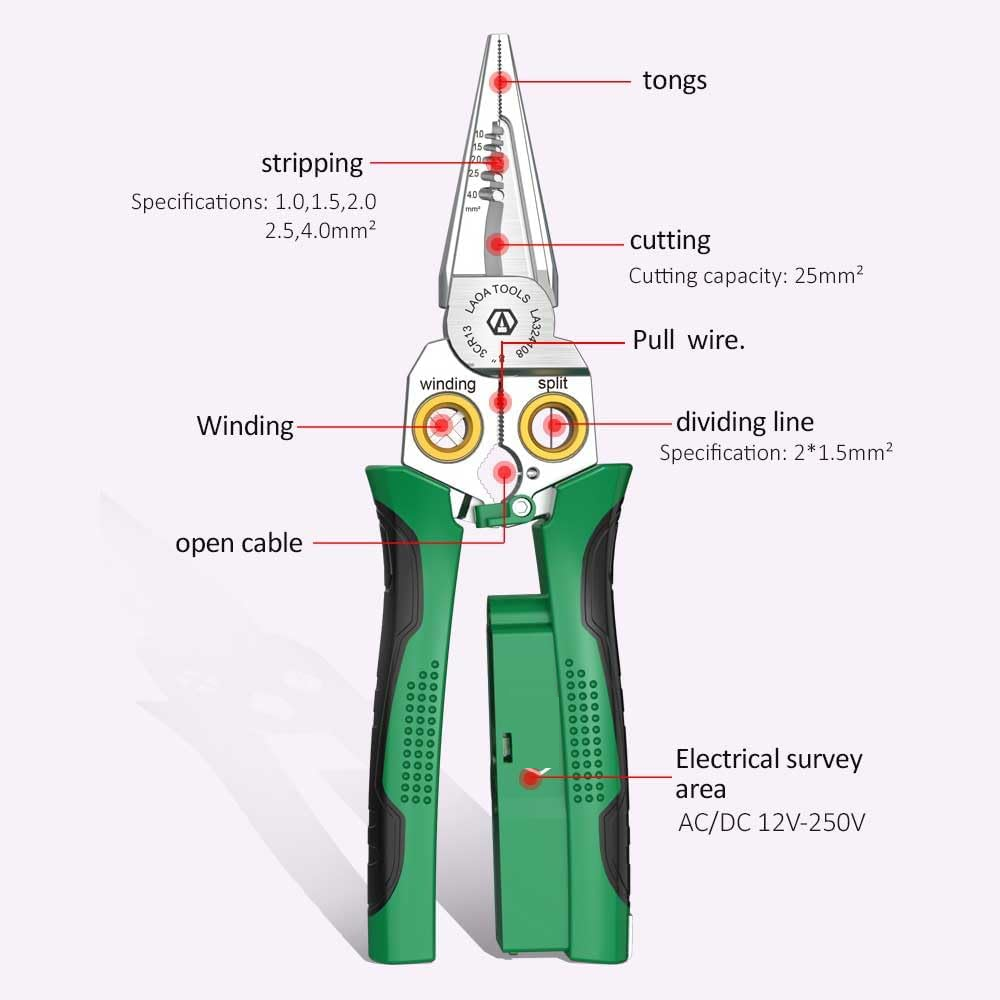 QIAWI ™8-in-1 Wire Strippers with Current Measurement