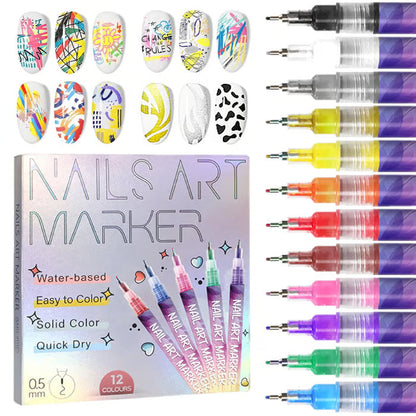🎨12 Color Pro Nail Art Pen Set — Create Salon‑Quality Designs at Home